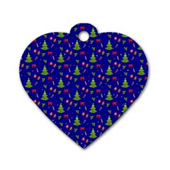 Christmas Pattern Dog Tag Heart (one Side) by Valentinaart