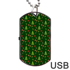 Christmas Pattern Dog Tag Usb Flash (two Sides) by Valentinaart