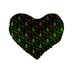 Christmas Pattern Standard 16  Premium Heart Shape Cushions by Valentinaart