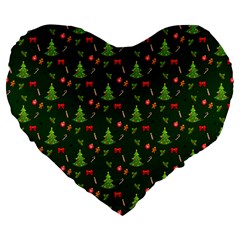 Christmas Pattern Large 19  Premium Flano Heart Shape Cushions by Valentinaart