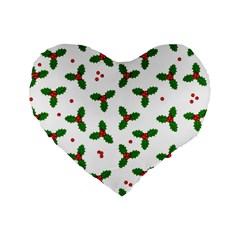 Christmas Pattern Standard 16  Premium Heart Shape Cushions by Valentinaart