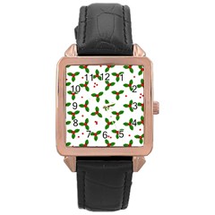 Christmas Pattern Rose Gold Leather Watch  by Valentinaart