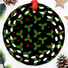 Christmas Pattern Ornament (round Filigree) by Valentinaart