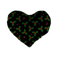 Christmas Pattern Standard 16  Premium Heart Shape Cushions by Valentinaart