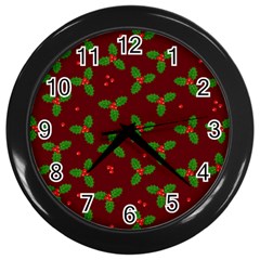 Christmas Pattern Wall Clocks (black) by Valentinaart