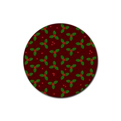 Christmas Pattern Rubber Coaster (round)  by Valentinaart