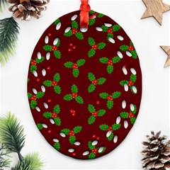 Christmas Pattern Oval Filigree Ornament (two Sides) by Valentinaart