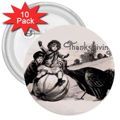 Vintage Thanksgiving 3  Buttons (10 Pack)  by Valentinaart