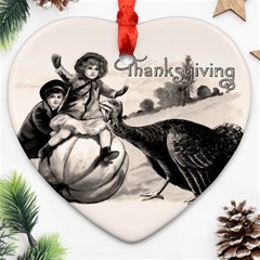 Vintage Thanksgiving Heart Ornament (two Sides) by Valentinaart