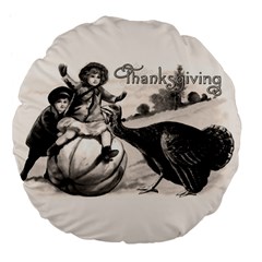 Vintage Thanksgiving Large 18  Premium Flano Round Cushions by Valentinaart