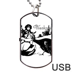 Vintage Thanksgiving Dog Tag Usb Flash (two Sides) by Valentinaart