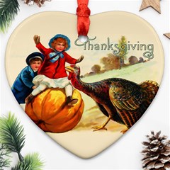 Vintage Thanksgiving Heart Ornament (two Sides) by Valentinaart