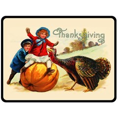 Vintage Thanksgiving Fleece Blanket (large)  by Valentinaart