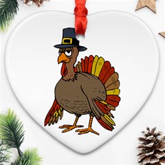 Thanksgiving Turkey  Heart Ornament (two Sides) by Valentinaart