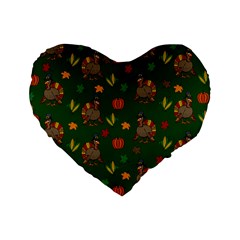 Thanksgiving Turkey  Standard 16  Premium Heart Shape Cushions by Valentinaart