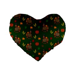 Thanksgiving Turkey  Standard 16  Premium Flano Heart Shape Cushions by Valentinaart