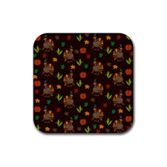 Thanksgiving Turkey  Rubber Coaster (square)  by Valentinaart