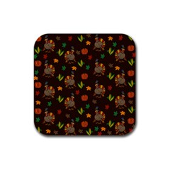 Thanksgiving Turkey  Rubber Square Coaster (4 Pack)  by Valentinaart