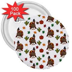 Thanksgiving Turkey  3  Buttons (100 Pack)  by Valentinaart