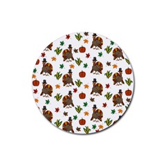 Thanksgiving Turkey  Rubber Round Coaster (4 Pack)  by Valentinaart