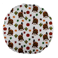 Thanksgiving Turkey  Large 18  Premium Flano Round Cushions by Valentinaart