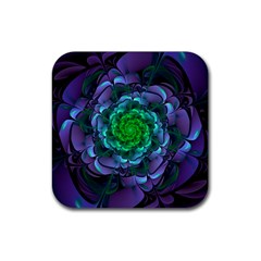 Beautiful Purple & Green Aeonium Arboreum Zwartkop Rubber Coaster (square)  by jayaprime