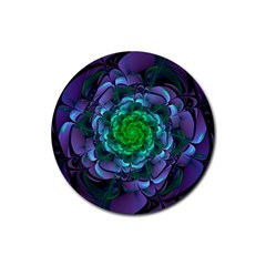 Beautiful Purple & Green Aeonium Arboreum Zwartkop Rubber Coaster (round)  by jayaprime