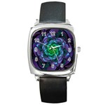 Beautiful Purple & Green Aeonium Arboreum Zwartkop Square Metal Watch Front