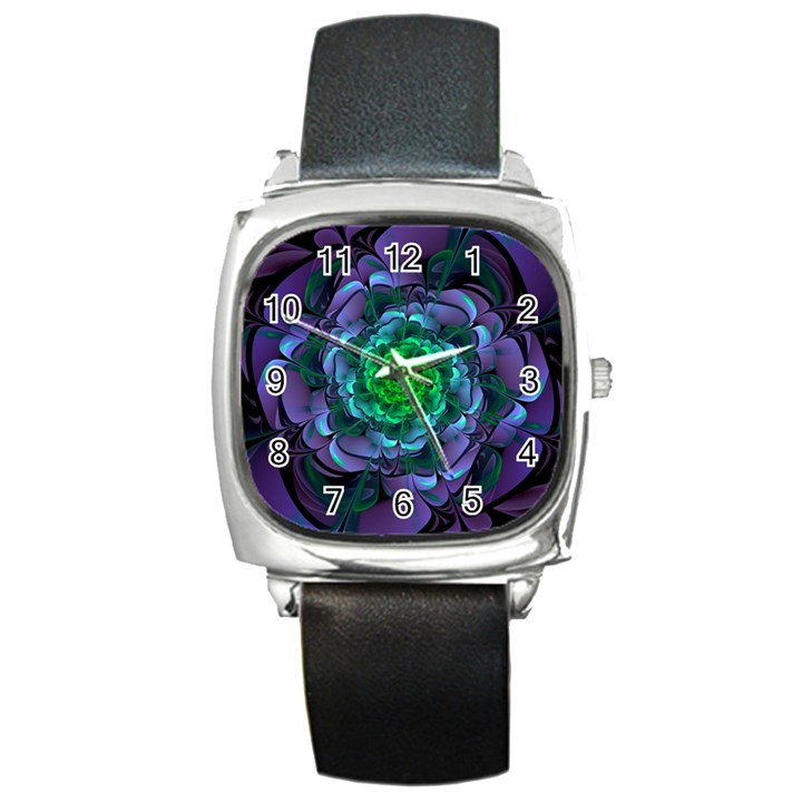 Beautiful Purple & Green Aeonium Arboreum Zwartkop Square Metal Watch