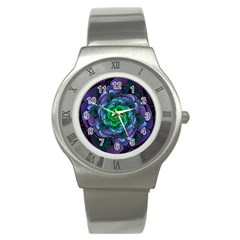 Beautiful Purple & Green Aeonium Arboreum Zwartkop Stainless Steel Watch by jayaprime