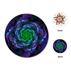 Beautiful Purple & Green Aeonium Arboreum Zwartkop Playing Cards (Round) 