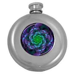 Beautiful Purple & Green Aeonium Arboreum Zwartkop Round Hip Flask (5 Oz) by jayaprime