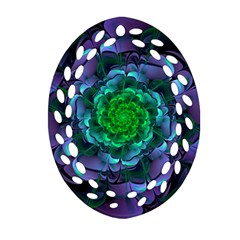 Beautiful Purple & Green Aeonium Arboreum Zwartkop Oval Filigree Ornament (two Sides) by jayaprime