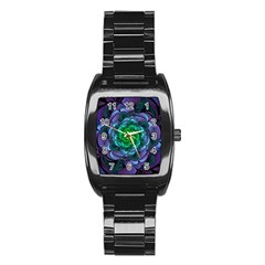 Beautiful Purple & Green Aeonium Arboreum Zwartkop Stainless Steel Barrel Watch by jayaprime