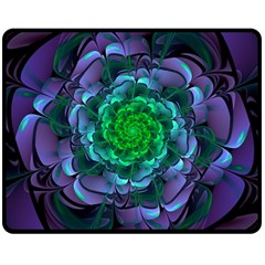 Beautiful Purple & Green Aeonium Arboreum Zwartkop Double Sided Fleece Blanket (medium)  by jayaprime