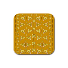 Fishes Talking About Love And   Yellow Stuff Rubber Square Coaster (4 Pack)  by pepitasart