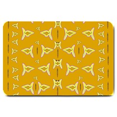 Fishes Talking About Love And   Yellow Stuff Large Doormat  by pepitasart