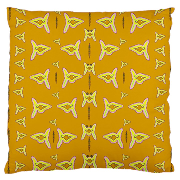 Fishes Talking About Love And   Yellow Stuff Large Cushion Case (Two Sides)