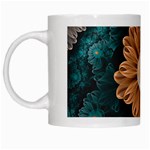 Beautiful Paradise Chrysanthemum of Orange and Aqua White Mugs Left