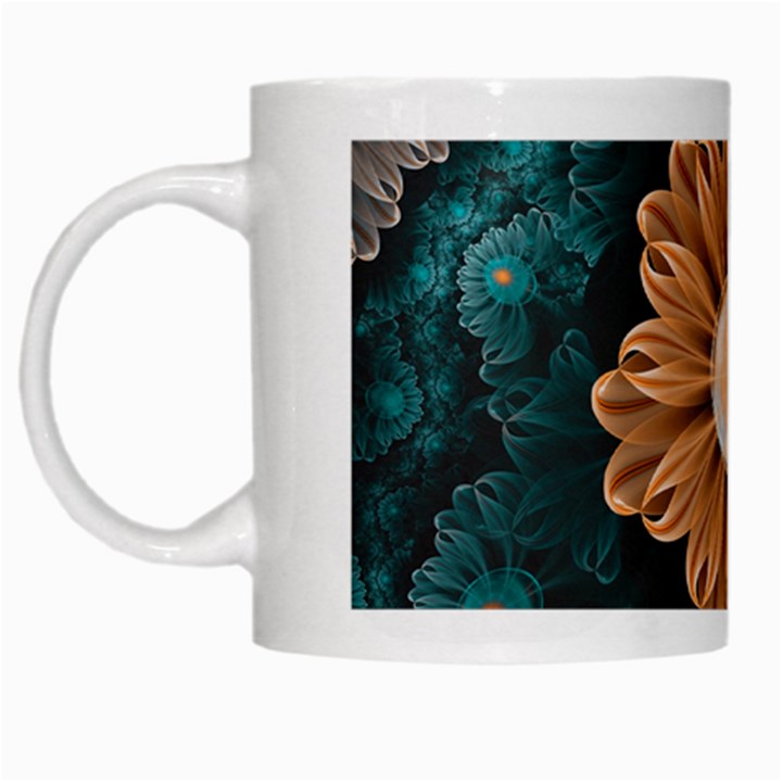 Beautiful Paradise Chrysanthemum of Orange and Aqua White Mugs