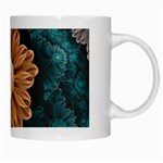 Beautiful Paradise Chrysanthemum of Orange and Aqua White Mugs Right