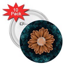 Beautiful Paradise Chrysanthemum of Orange and Aqua 2.25  Buttons (10 pack) 