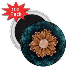 Beautiful Paradise Chrysanthemum of Orange and Aqua 2.25  Magnets (100 pack) 