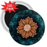 Beautiful Paradise Chrysanthemum of Orange and Aqua 3  Magnets (100 pack) Front