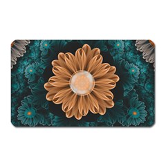 Beautiful Paradise Chrysanthemum of Orange and Aqua Magnet (Rectangular)