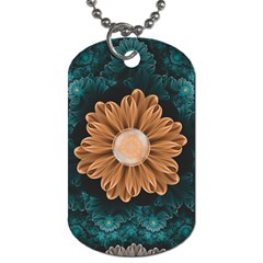 Beautiful Paradise Chrysanthemum of Orange and Aqua Dog Tag (One Side)