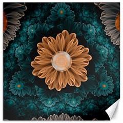 Beautiful Paradise Chrysanthemum of Orange and Aqua Canvas 20  x 20  