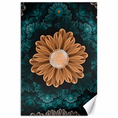 Beautiful Paradise Chrysanthemum of Orange and Aqua Canvas 24  x 36 