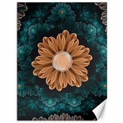 Beautiful Paradise Chrysanthemum of Orange and Aqua Canvas 36  x 48  