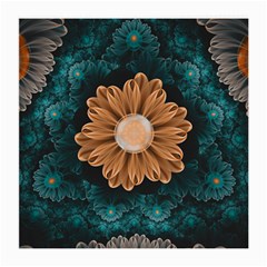 Beautiful Paradise Chrysanthemum of Orange and Aqua Medium Glasses Cloth (2-Side)